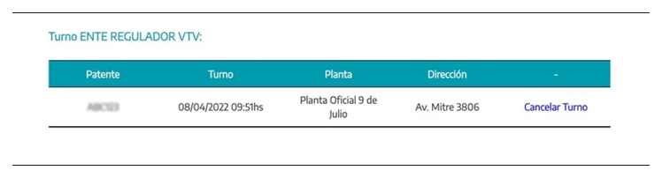 Paso 3 para consultar o cambiar el turno de la VTV en Cañuelas